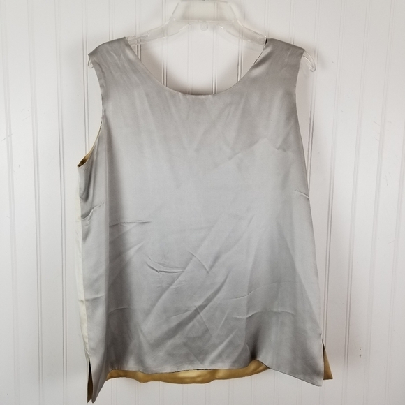 Nicole Summers Womens L Silk Reversible Sleeveless Top Gold Cream Silver Black - Picture 2 of 12